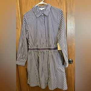NWT Free Assembly blue stripe cotton dress women size XL